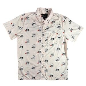 Brooklyn Standards Mens Skull Rose Print Short Sleeve Button Up Shirt XL‎